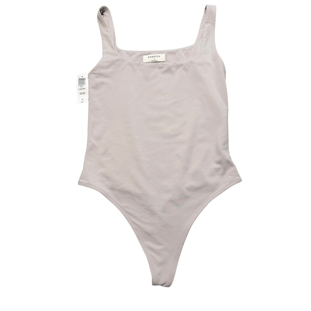 Babaton Contour Squareneck Bodysuit Tank Top Opal Grey Sm Sleeveless Thong Top